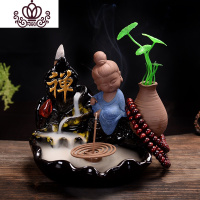 封后塔香香炉 倒流香炉陶瓷创意檀香香薰炉香插大号家用茶道禅意摆件 观世音之荷韵三用(上釉款)