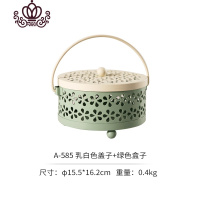 封后蚊香炉家用带盖防火室内香薰炉蚊香盘托大号香炉蚊香架铁艺 A-585乳白色盖+绿色盒子香薰灯炉/器具