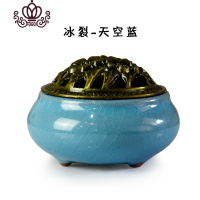 封后香炉陶瓷仿古沉香炉家用茶道室内熏香小炉+送檀香盘香熏 冰裂-天空蓝陶瓷香薰炉送盘香一桶