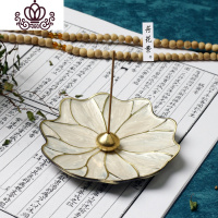 封后仿古香炉纯铜 珐琅檀香盘香炉点香盘香托 莲花沉香线香炉香插香座 珐琅荷花盘+小水滴(送三孔香插)香薰灯炉/器具