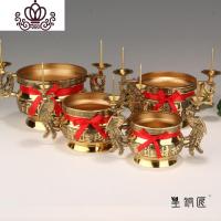 封后纯铜双凤带烛台香炉进宝香具佛教用品祭祀铜香炉双凤炉 4.5英寸双凤款香薰灯炉/器具