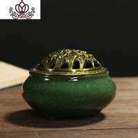 封后香炉陶瓷盘香炉家用室内香薰炉佛具仿古合金盖居室沉香炉香插摆件 祖母绿(送香插+防火棉)香薰灯炉/器具