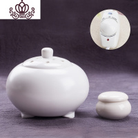 封后台湾熏香炉精油电子香薰炉 沉香檀香电香炉 恒温电子陶瓷香炉 白瓷哑光+香粉瓶(调温款)不送木垫香薰灯炉/器具