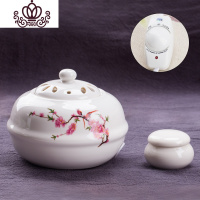 封后台湾熏香炉精油电子香薰炉 沉香檀香电香炉 恒温电子陶瓷香炉 鸟语花香套装不送木垫香薰灯炉/器具