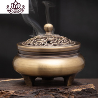 封后纯铜香炉仿古熏香炉 家用室内香薰炉沉香檀香盘香炉供佛茶道 富贵花三足香炉(买就送[点香棉+葫芦香插+试香薰灯炉/器具