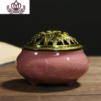 封后香炉陶瓷盘香炉家用室内香薰炉佛具仿古合金盖居室沉香炉香插摆件 紫罗兰(送香插+防火棉)香薰灯炉/器具