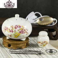 封后蟹甲青陶瓷电香炉电子熏香炉精油沉香檀香炉定时调温香薰炉台湾 映日桃花(贝壳线带定时送)送木垫加香粉