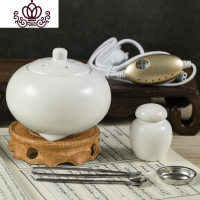 封后蟹甲青陶瓷电香炉电子熏香炉精油沉香檀香炉定时调温香薰炉台湾 白瓷亚光炉(贝壳线带定时送)送木垫加香粉