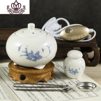 封后蟹甲青陶瓷电香炉电子熏香炉精油沉香檀香炉定时调温香薰炉台湾 荷花蜻蜓(贝壳线带定时送)送木垫加香粉