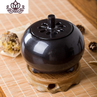 封后蟹甲青陶瓷电香炉电子熏香炉精油沉香檀香炉定时调温香薰炉台湾 黑天目微瑕疵(贝壳定时)送木垫加香粉