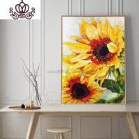 封后石画2019新款向日葵餐厅小幅小件太阳花简单砖石2019十字绣竖版 [满钻]60x75cm送工具/免费补钻/送运费险