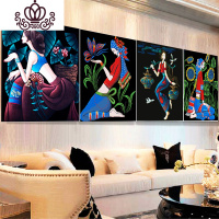 封后印花十字绣阿诗玛2019线绣新款客厅卧室简约现代小幅古典美女人物 图①沉思3D涤棉精准印花56*65(黑色背景不绣)