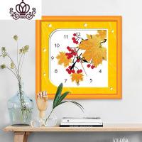 封后绣钟表挂钟客厅餐厅简约现代2019小件线绣新款简单自己绣手 埃及棉[12055][尺寸38x38][加机芯]送工具包
