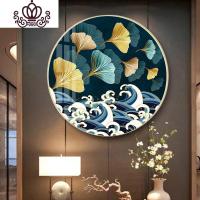 封后十字绣2020新款线绣新中式银杏叶花卉客厅三生有幸小幅挂件自己绣 中格棉线50&times;50CM印花三股绣