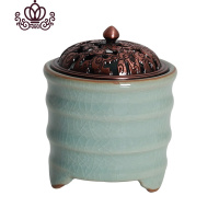 封后龙泉青瓷电子香薰炉定时调温沉香檀香精油醋电熏炉香炉木块粉碎料 哥窑粉青香薰灯炉/器具