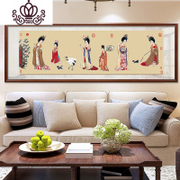 封后蒙娜丽莎十字绣簪花仕女图客厅2019新款琴棋书画十二金钗古典美女 安格古绢[纯棉线4股]200x75cm