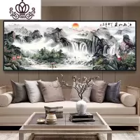 封后旭日东升家用大气十字绣线绣2019新款绣客厅风景山水画手工自己绣 [丝线满绣]150x60中格三股线绣