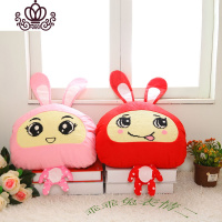 封后十字绣新款印花卡通可爱十字绣抱枕一对小兔子情侣抱枕 乖乖兔表情6一对加枕芯