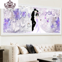 封后十字绣线绣2020新款客厅结婚婚礼情侣卧室简单绣自己绣 3D[丝线]180*70cm[绣部分花朵、人物、大字、戒指和