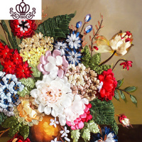 封后新款丝带绣客厅卧室欧式油画挂画暗香浮动繁花倾国3D印花非十字绣 暗香浮动50X55cm+小花束(无工具)
