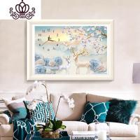 封后(FENGHOU)2018新款5d钻石画麋鹿贴钻十字绣钟表满钻时钟钻石绣餐厅 [满钻版全贴]5D魔方圆钻90x60厘