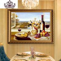 封后钻石画满钻欧式餐厅点贴钻十字绣2018新款红酒杯水果钻 [满钻版]5D魔方圆钻150x100厘米[满钻全贴更漂亮]送