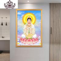 封后绣钻石绣2019新款观音菩萨钻石画满钻玄关佛像客厅坐莲 满钻全贴:80*120厘米送福字钻石画+工具包+钻量多送30
