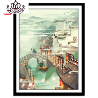 封后星空钻石画满钻古风江南小镇情侣恋人贴钻十字绣客厅卧室装饰画 圆钻满钻[80*105厘米]送工具