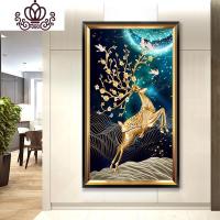 封后(FENGHOU)5d钻石画满钻客厅北欧风格星空麋鹿十字绣2019新款自己绣 [满钻版]70x130厘米5D魔方圆钻