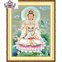 封后十字绣2019新款线绣客厅人物坐莲观音菩萨卧室满绣小件 棉线中格3股线绣印花73*94CM