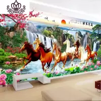 封后马到成功贴钻十字绣钻石画八骏图满钻客厅钻石绣2020新款风景手工 [满钻]加宽版250*125cm添加炫彩钻送工具