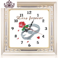 封后小时钟十字绣小件印花简单钟表新款客厅挂钟线绣全绣小型2020针绣 [特亮丝线]精准印花版含[普通表芯1套]