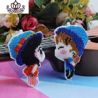 封后2020新款十字绣印花双面绣小挂件钥匙扣卡通情侣手机汽车珠绣一对 珠绣不离不弃一对蓝粉挂绳+流苏