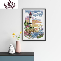 封后边灯塔十字绣 小件简单绣小型风景刺绣diy手工材料客厅挂件2019 [A款]11格生态棉线尺寸27*39厘米清新印花