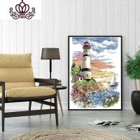 封后(FENGHOU)海边灯塔十字绣 小件简单绣小型风景刺绣diy手工材料客厅挂件2019 [B款]11格长绒棉线尺寸3
