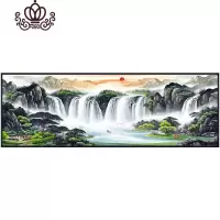 封后(FENGHOU)新款大件旭日东升十字绣线绣客厅家用现代山水风景客厅满绣简单 [棉线满绣]280x110cm中格三股