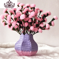 封后立体绣5D十字绣新款客厅收纳纸巾盒手工DIY仿真满天星干花束花瓶 粉色花(不含花瓶)材料图纸详细