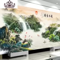 封后5D钻石画满钻客厅旭日东升风景山水点贴钻石十字绣大幅新款砖石秀 满钻魔方立体圆钻尺寸150*78厘米[全贴无空白]