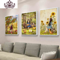 封后2019十字绣新款客厅简约现代小幅卧室森林女孩卡通可爱线绣满绣 吉他女:大格65*82CM棉线印花