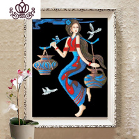 封后蒙娜丽莎十字绣阿诗玛丰收新款线绣卧室小幅云南民族风现代客厅 大格四股绣69*87CM棉线印花