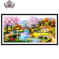 封后线绣十字绣花园小屋欧式梦幻家园新款客厅大幅田园风景山水画2019 [大格棉线-4股线]230*110厘米