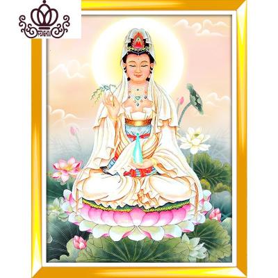 封后D钻石画观音菩萨像贴钻十字绣满钻坐莲观音砖石画客厅新款钻石绣 [满钻全贴]92*120厘米[钻量多30%+免费补钻]