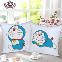 封后十字绣抱枕情侣一对小件客厅学生手工卡通可爱枕头套靠垫自己绣 国产生态棉3股[哆啦A梦一对抱枕][无枕芯]需要自己绣