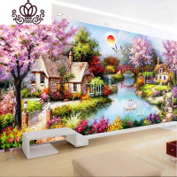 封后十字绣线绣2020新款花园小屋客厅卧室欧式风景满绣自己绣手工家用 [棉线]200*80cm[满绣]带图纸送绣圈3股绣