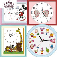 封后十字绣钟表2019新款线绣客厅挂钟创意儿童卧室简单的可爱清新韩式 可爱米奇约45X34厘米带机芯