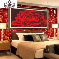 封后准印布红牡丹十字绣花开富贵牡丹花开三联客厅有钻石画 红牡丹小130X70=88,大170X90=138(满钻