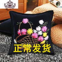 封后新款客厅卧室精准印花结婚婚庆十字绣丝带绣抱枕靠垫套 粉色佳人(非成品)