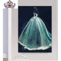 封后蒙娜丽莎印花十字绣新款客厅线绣卧室简约现代小幅婚纱水晶嫁衣 中格47*61CM棉线印花