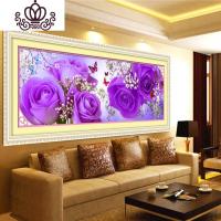 封后(FENGHOU)紫色优雅花样年华十字绣客厅三联画玫瑰花玫瑰紫色妖姬钻石画 花样年华紫色155X60生态棉线精准印布