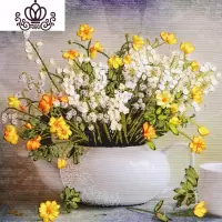 封后丝带绣挂画客厅卧室欧式风景花卉清新午茶套件立体十字绣新款 清新午茶送工具